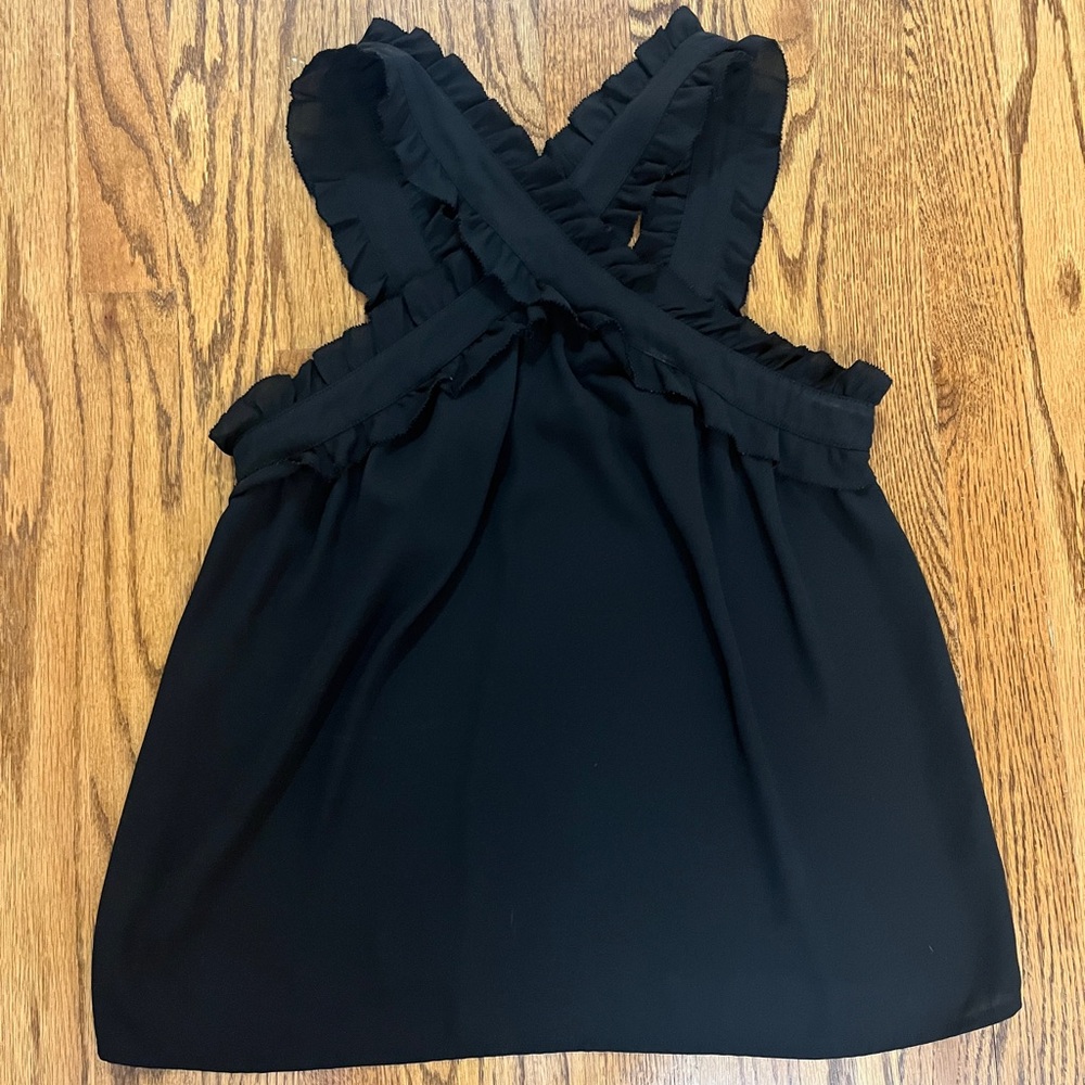 J. Crew Black Ruffled Top